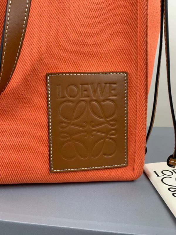 Loewe  Cushion large leather-trimmed canvas tote Orange - Image 7