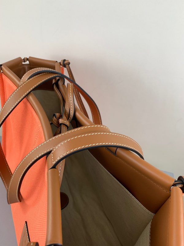 Loewe  Cushion large leather-trimmed canvas tote Orange - Image 8