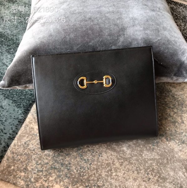 gucci 1955 Horsebit Pouch Clutch Bag black