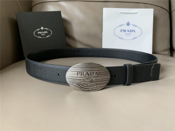 Prada saffiano 34mm leather belt black