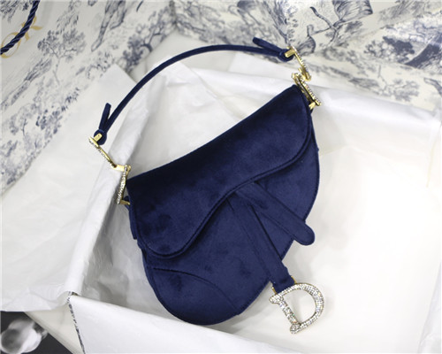 dior black velvet saddle bag