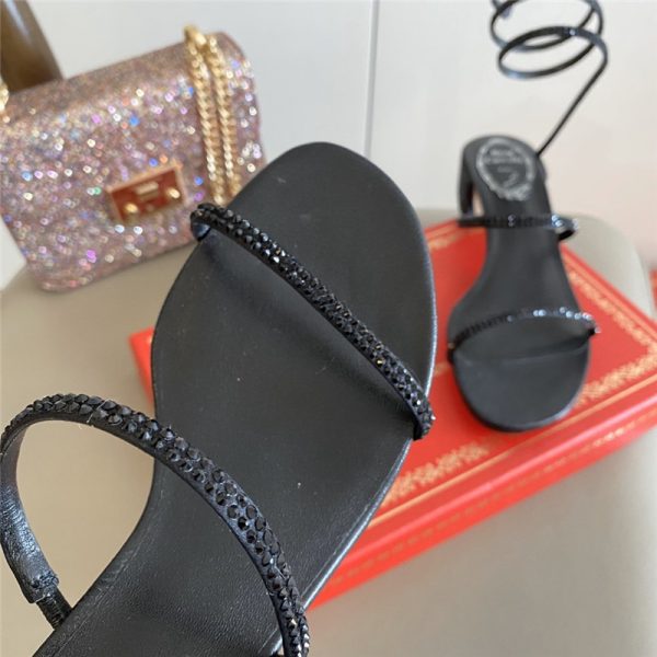 Rene Caovilla Satin Snake-coil Sandals Black - Image 8
