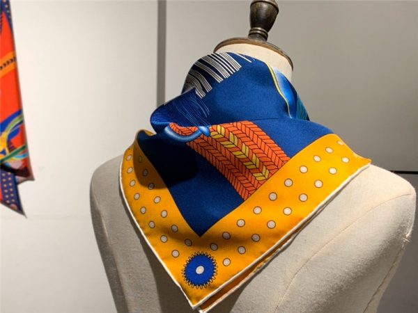 Hermes “Noble Saddle” Blue Silk scarf - Image 3