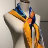 Hermes “Noble Saddle” Blue Silk scarf