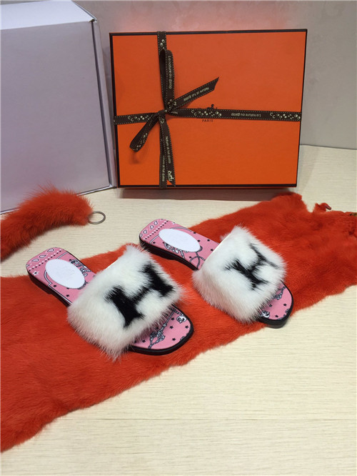hermes mink slippers replica shoes