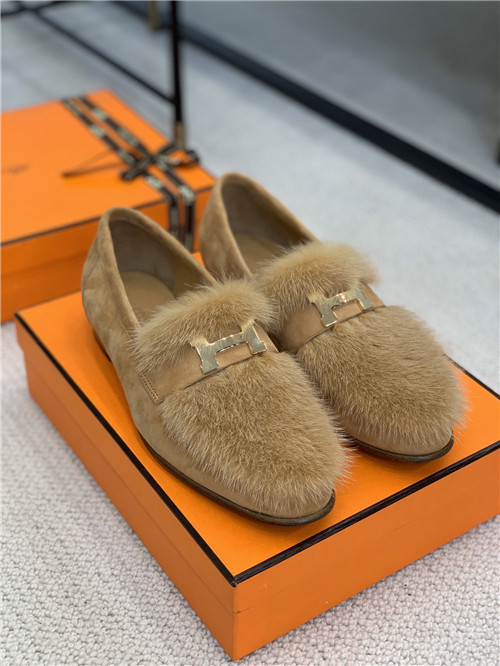 hermes mink loafers shoe
