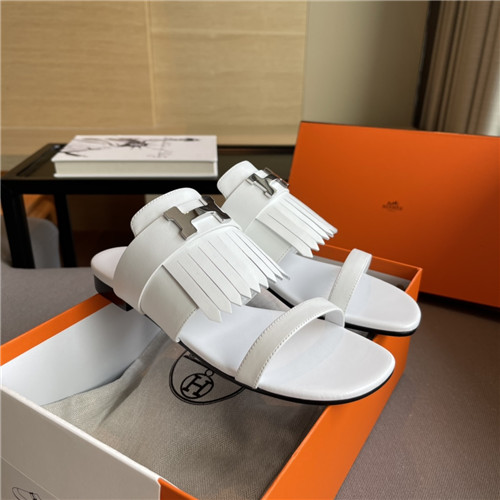 hermes H flat slippers