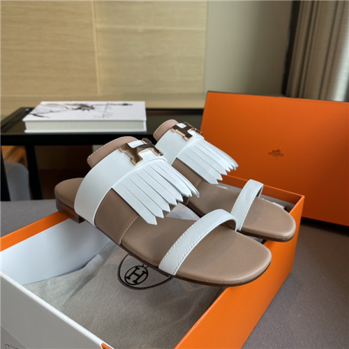 hermes H flat slippers