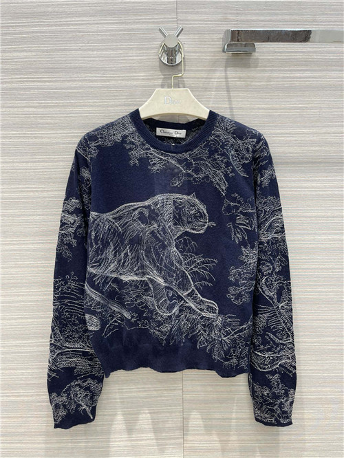 dior embroidered cashmere knit sweater