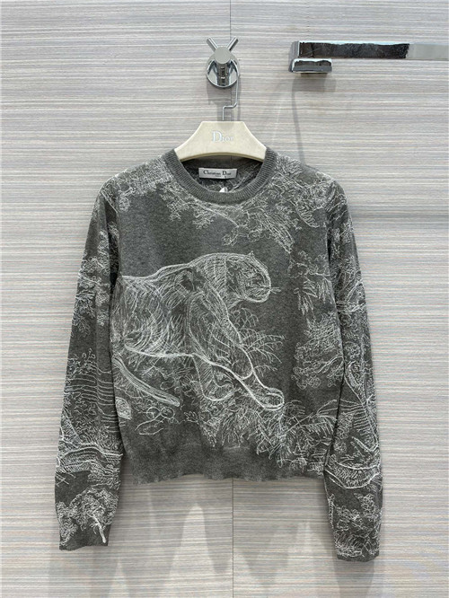 dior embroidered cashmere knit sweater