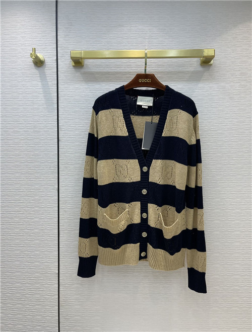 gucci striped gg knitted cardigan