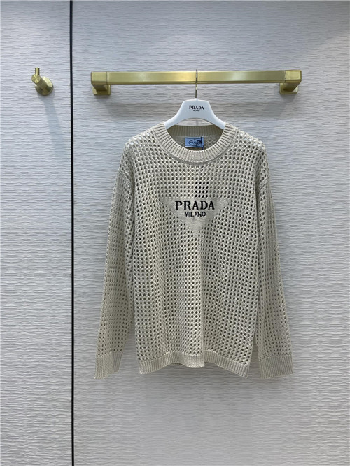 Prada Hollow Knit Long Sleeve Sweater