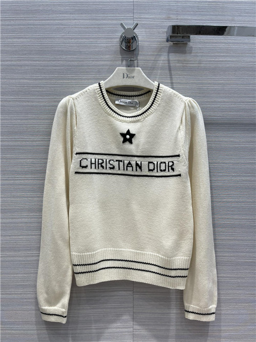 dior embroidered knitted long-sleeved sweater