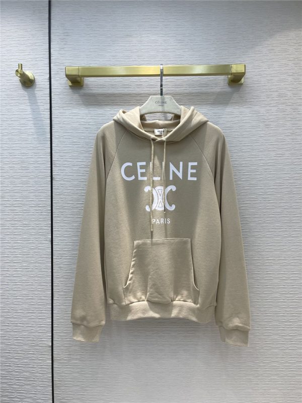 celine logo print hooded sweatshirt