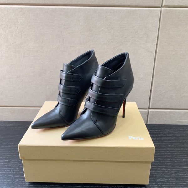 christian louboutin red bottoms high heel  boots