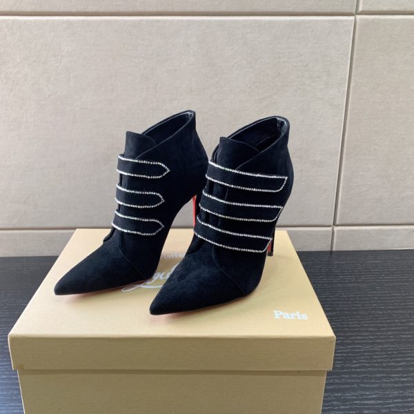 christian louboutin red bottoms high heel  boots