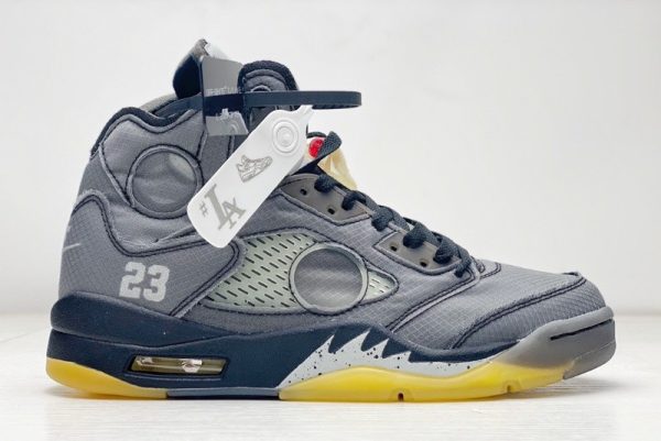 OFF-WHITE™ X AIR JORDAN RETRO 5″BLACK/MUSLIN-FIRE RED” 40 – 47.5 REPLICA