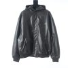 Balenciaga 22FW Double Hook Hooded Padded Leather Jacket