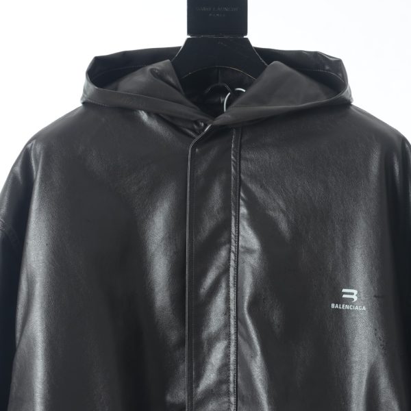 Balenciaga 22FW Double Hook Hooded Padded Leather Jacket - Image 3