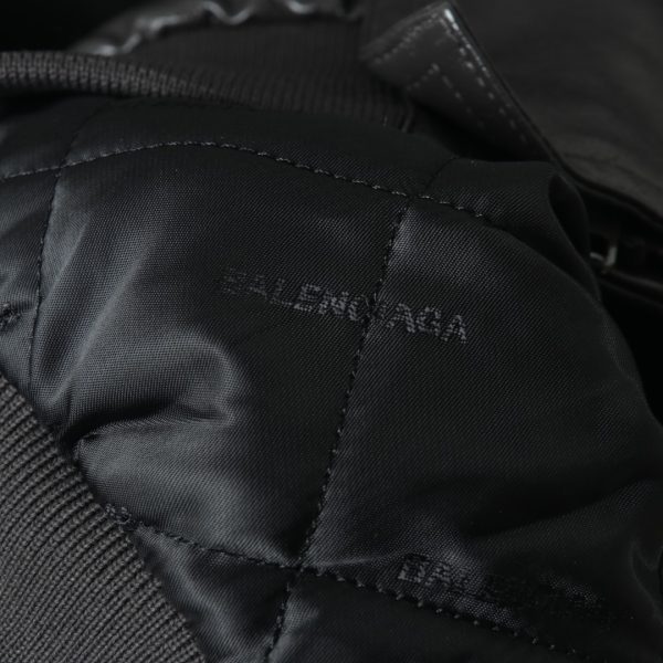 Balenciaga 22FW Double Hook Hooded Padded Leather Jacket - Image 6