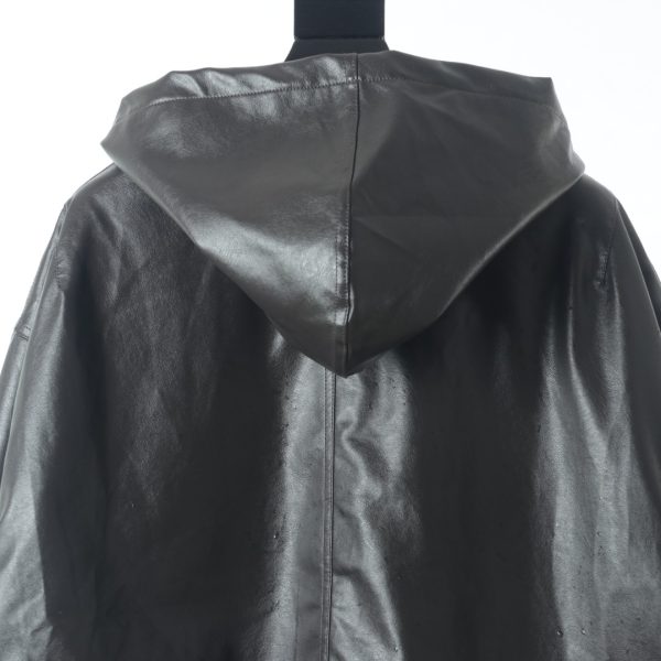 Balenciaga 22FW Double Hook Hooded Padded Leather Jacket - Image 7