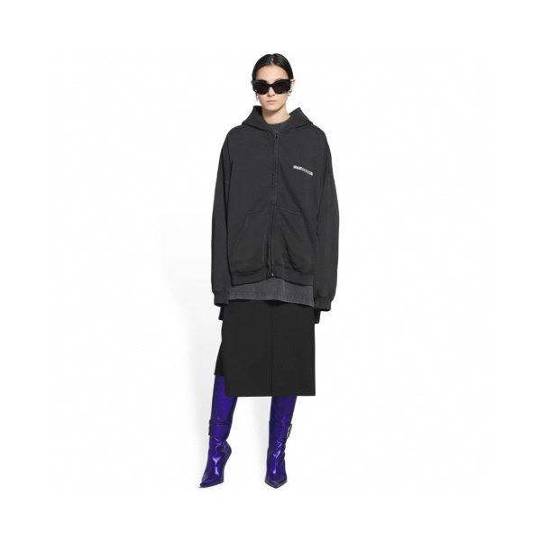 Balenciaga 22FW inverted letter embroidery zipper hooded jacket - Image 11