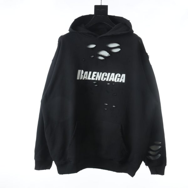 Balenciaga letter printing holes -hooded sweater