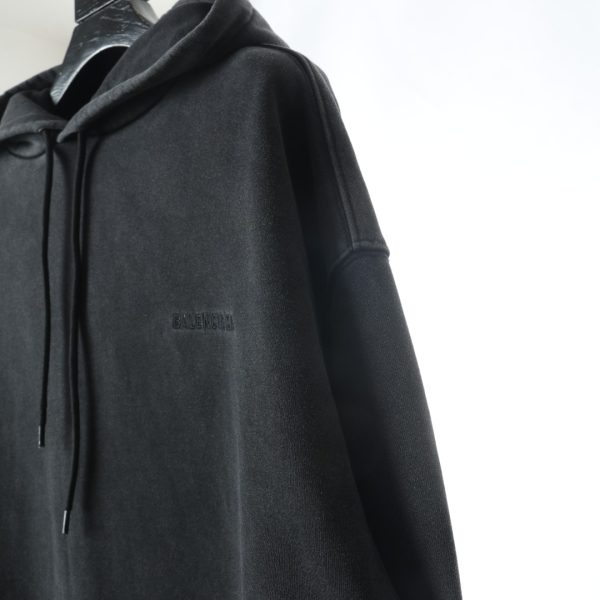 Balenciaga before and after letters embroidery water washing as old hooded sweater - Image 5