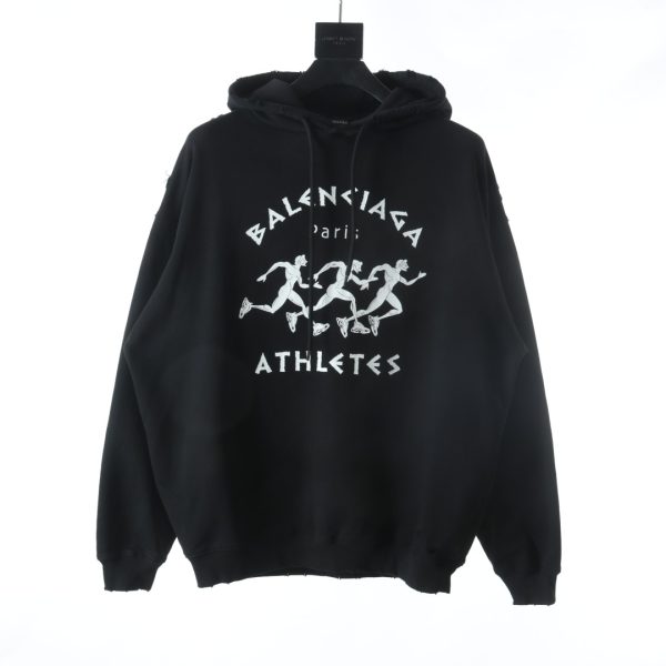 Balenciaga washing the marathon athlete printed hooded sweater