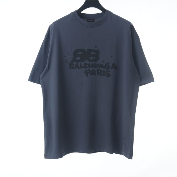 Balenciaga BLCG 23SS double B splash ink short-sleeved T-shirt