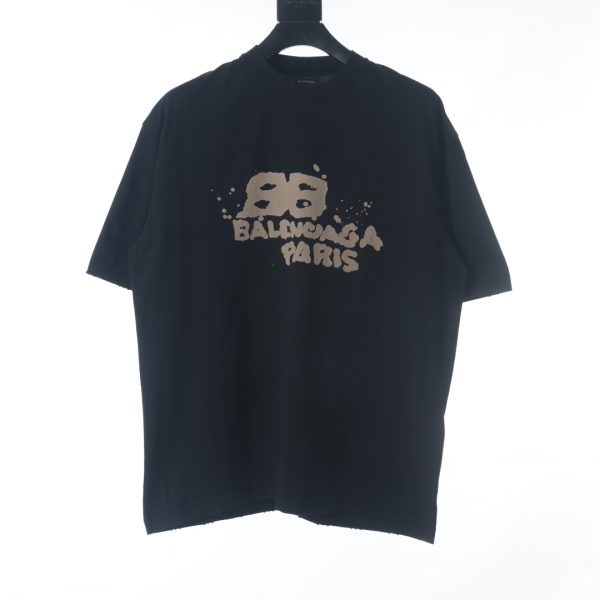 Balenciaga BLCG 23SS double B splash ink short-sleeved T-shirt