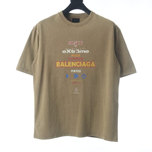 Balenciaga BLCG washed old letter burst print short-sleeved T-shirt