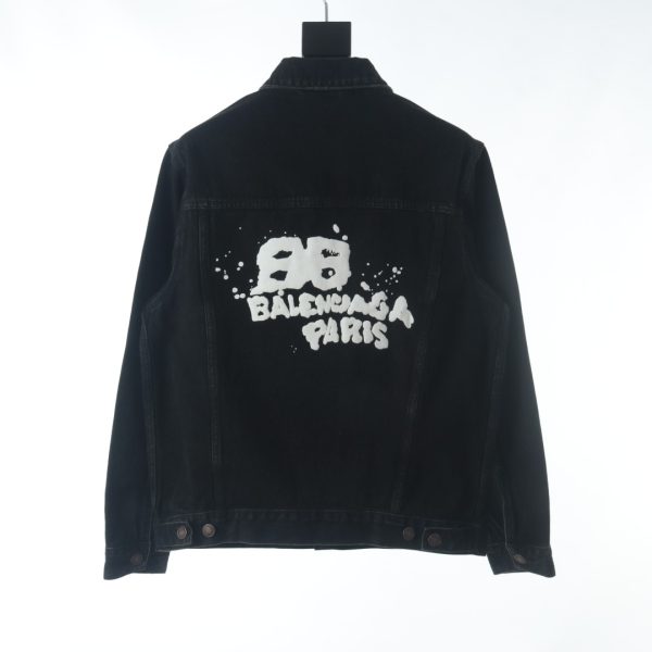 BALENCIAGA BLCG 22FW Double B graffiti letter print denim jacket - Image 9