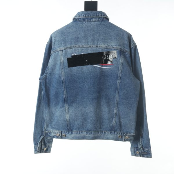 Balenciaga BLCG 23SS Cola Embroidered Laminated Letter Denim Jacket - Image 9
