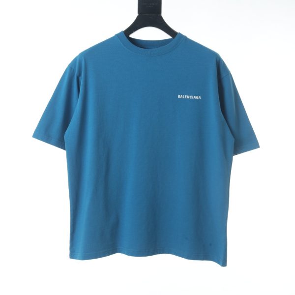 Balenciaga BLCG Front and Back Letter Print Short Sleeve T-Shirt blue