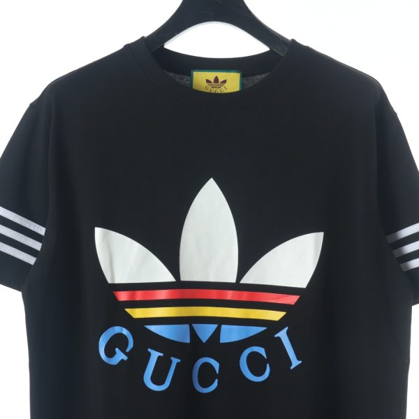 Gucci & Adidas Collaboration Trefoil Print Short Sleeve Black - Image 3