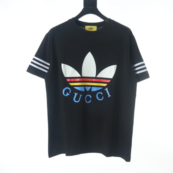 Gucci & Adidas Collaboration Trefoil Print Short Sleeve Black