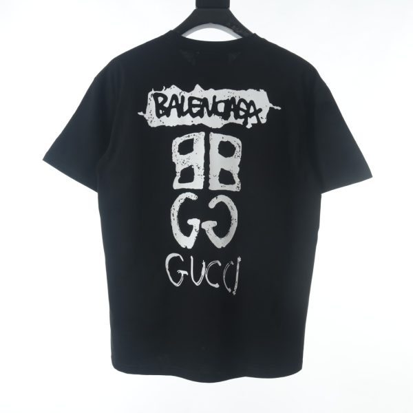 Gucci × Balenciaga BLCG joint back graffiti print short-sleeved T-shirt black - Image 9