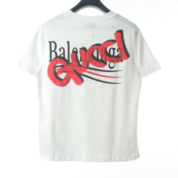 Gucci x Balenciaga joint red and white letter graffiti cola print short-sleeved T-shirt - Image 8