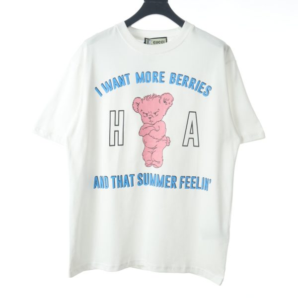 GUCCI joint HA angry bear print short-sleeved T-shirt