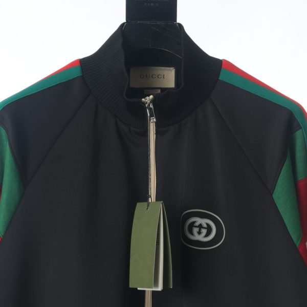 GUCCI three-color striped rubberized zipper suit jacket - Image 11
