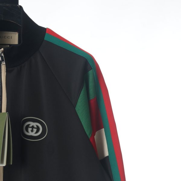 GUCCI three-color striped rubberized zipper suit jacket - Image 12
