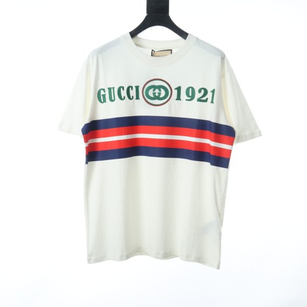 Gucci double G red and green 1921 embroidery short-sleeved T-shirt
