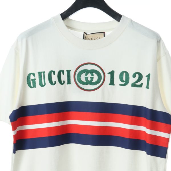 Gucci double G red and green 1921 embroidery short-sleeved T-shirt - Image 4