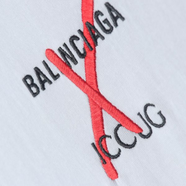 Gucci & Balenciaga joint error embroidery letter short-sleeved T-shirt - Image 5