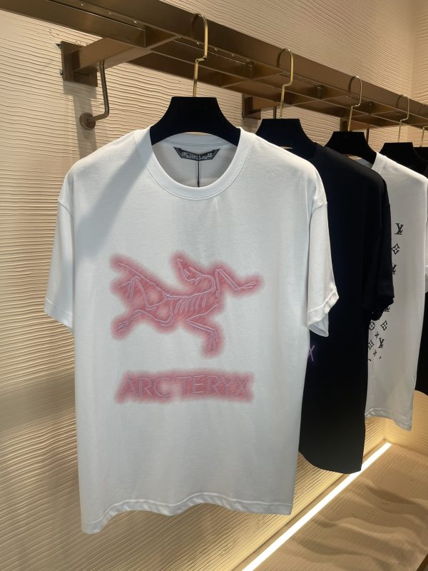 Top quality Arcteryx Archeopteryx 2023 new chest exquisite printing process 260g cotton fabric short-sleeved T-shirt Black White XS-L