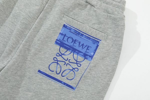 LOEWE graffiti embroidery letters embroidered five-point pants, cotton sweater fabric - Image 6