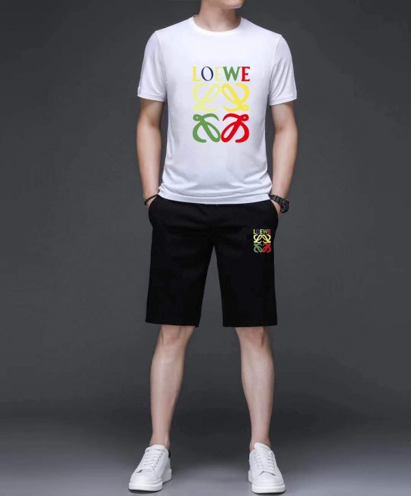 ? Brand [LOEWE] 2023 new men's short-sleeved shorts suit - Image 3