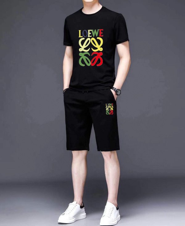 ? Brand [LOEWE] 2023 new men's short-sleeved shorts suit - Image 5