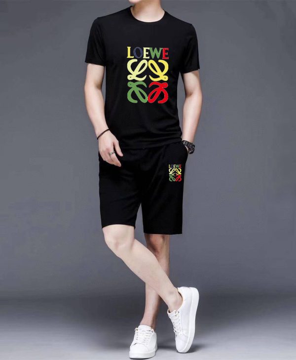 ? Brand [LOEWE] 2023 new men's short-sleeved shorts suit - Image 6